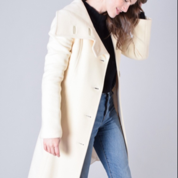 Mackage Cashmere Blend Long Coat w/Leather Trim